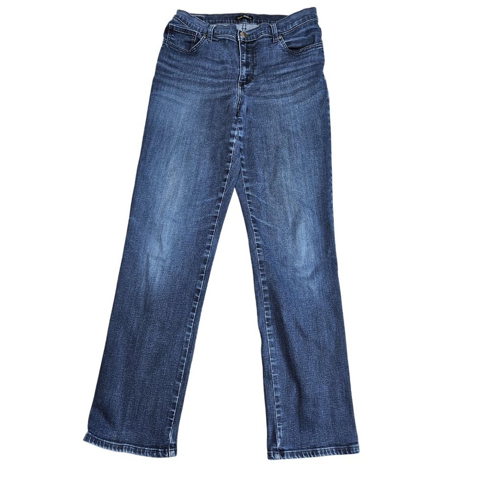 Lee Relaxed Fit‎ Straight Leg Jeans Womens 10 Long Blue Mid Rise Stretch Denim
